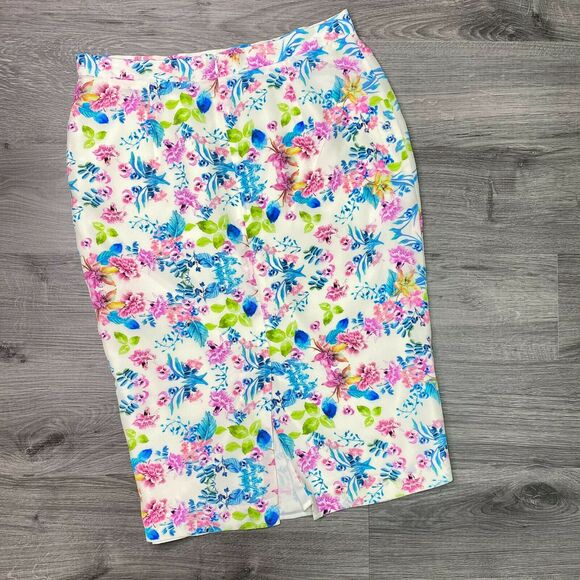 AMANDA UPRICHARD for REVOLVE | sz M Women's White Multi Floral Silk Pencil Skirt - Picture 5 of 6